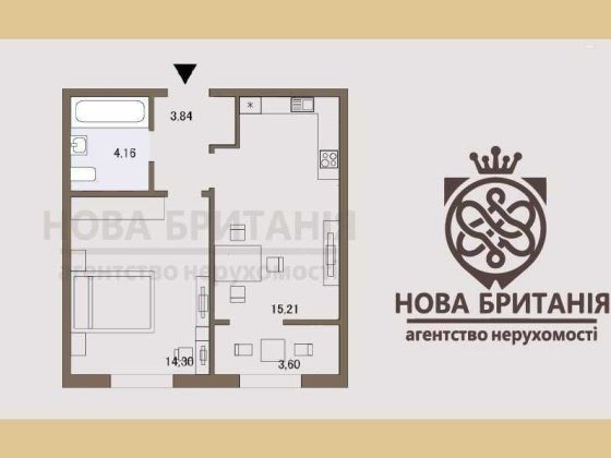 Продаж 1к квартира 41м2, будинок Ноттінгем, ЖК Нова Англія БЕЗ КОМІСІЇ