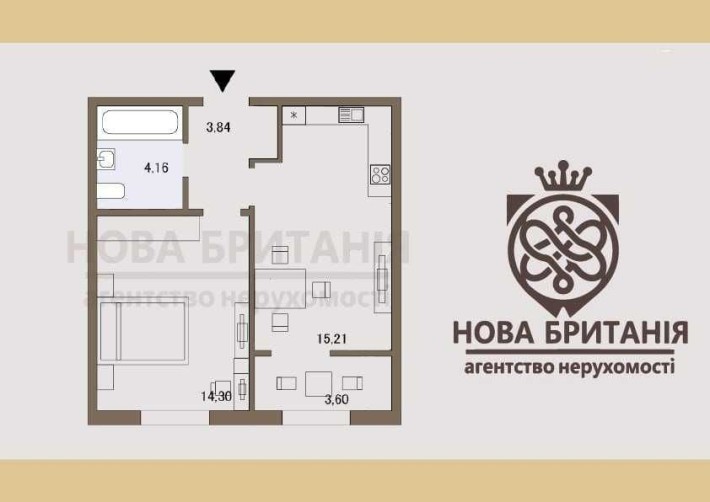 Продаж 1к квартира 41м2, будинок Ноттінгем, ЖК Нова Англія БЕЗ КОМІСІЇ - фото 1
