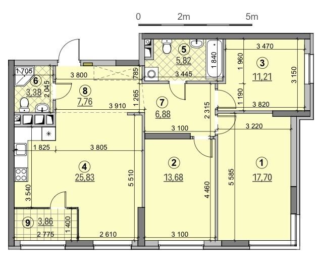 Без% Простора 3-кімнатна квартира 98 м² у ЖК «Галактика» Оріон - фото 1