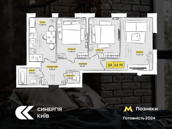 Продам власну 3-кімнатну квартиру в ЖК Синергі Киів Будинок здано.