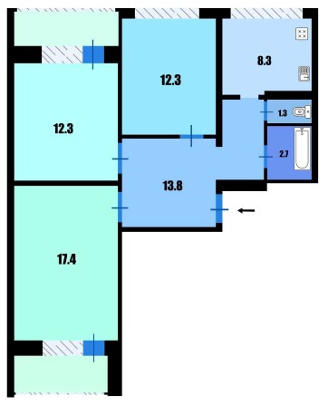 Продажа 3-х кім квартири вул. Рональда Рейгана, 9 - фото 1