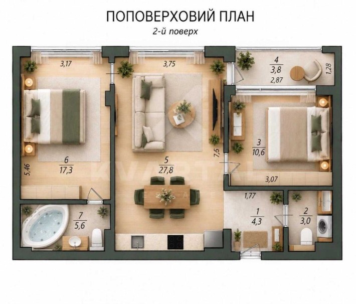 Продаж 2-кімнатна квартира 72 м² ЖК Park Town | Гостомель | Поруч ліс | ГАЗ | 2% Оформлення - фото 1