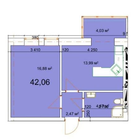 Продається 1 кім квартира ,42.06 м.кв ,м.Калуш(Епіцентр), розтермінування - фото 1