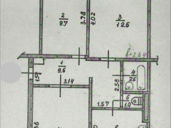 Продам 3-кімнатну квартиру, мікрорайон №2, 68км2. Лозовая