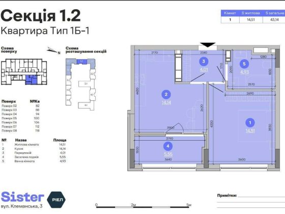 Без %! Продається 1к квартира 43,14м2 в ЖК Sister, Позняки, Дарницький район Киев