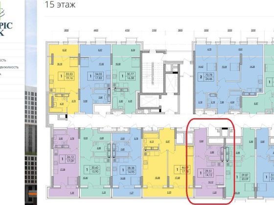 Владелец - 5 секция Olympik Park Олімпік Олимпик Парк Бажана 17, 29,5м