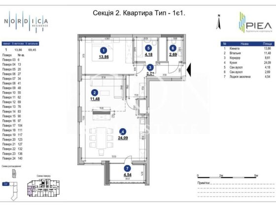 Продаж 2к квартири | 70м2 | ЖК "Nordica Residence"
