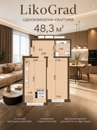 Продаж 1к кімнатної квартири  ЖК LikoGrad Ліко Град Perfect Group  вул.  Михайла Максимовича 32 метр - фото 1