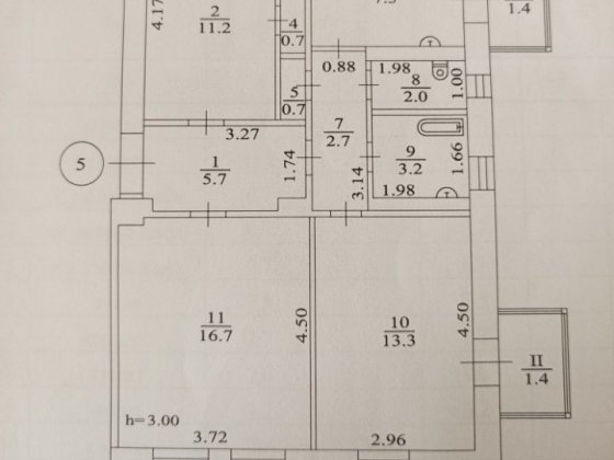 3 кімнати квартира, 3/3 цегла
