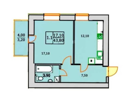 Велика Євро 2к квартира 44м2 з наповненням, Мінімальне оформлення