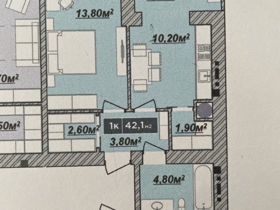 Продаж затишної 1-кімнатної квартири 42,1 м² з гардеробною та балконом Івано-Франківськ